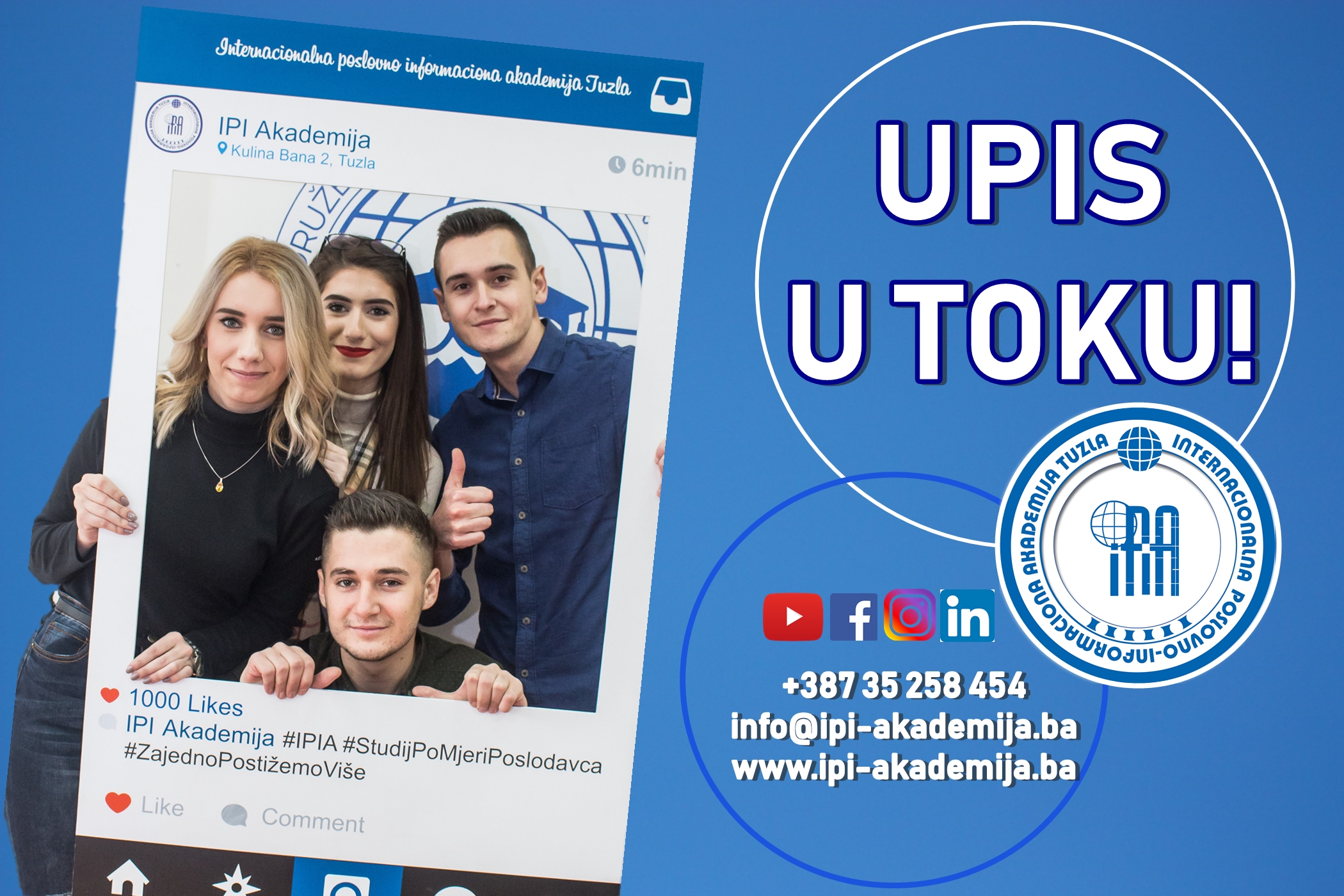 IPI AKADEMIJA: Otvoren je konkurs za upis studenata u akademsku 2019./2020. GODINU – DRUGI UPISNI ROK